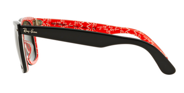 Ray-Ban Wayfarer RB2140F 1016 Black On Text.Red GL White