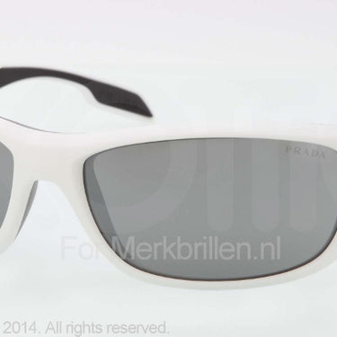 Prada Zonnebril PS 04NS Matte white gray mirro silver