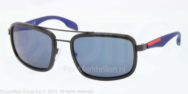 Prada Zonnebril PS 52PS Black rubber mirror blue