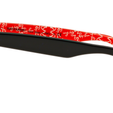 Ray-Ban Wayfarer RB2140F 1016 Black On Text.Red GL White