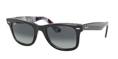 Ray-Ban Wayfarer RB2140 13183A Black on Chevron Grey