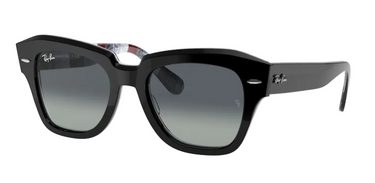 Ray-Ban State Street RB2186 13183A Black on Chevron Grey/Burgundy