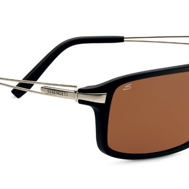 Serengeti Rivoli 7765  Satin Black / Silver satin temples -Bruin