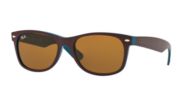 Ray-Ban New Wayfarer RB2132 6213 Top Matte Bordeaux On Green