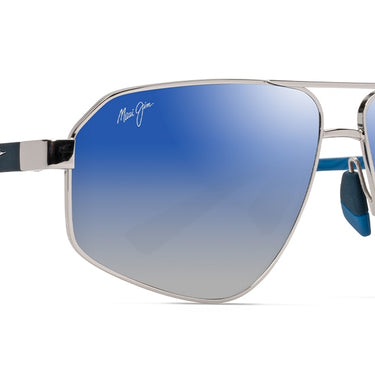 Maui Jim  Keawawa DBS620-17 Shiny Silver w/Dark Blue