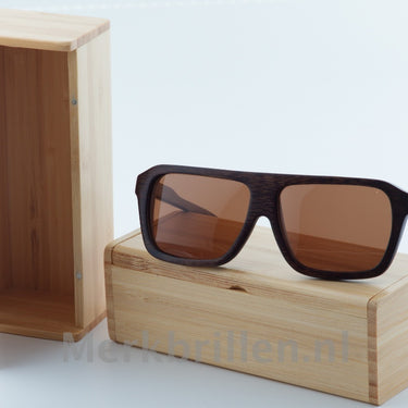 Houten Zonnebril HZ10 Havanna bruin maat: 60