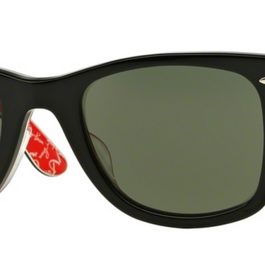 Ray-Ban Wayfarer RB2140F 1016 Black On Text.Red GL White