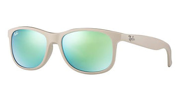 Ray-Ban Andy RB4202 61543R Shiny Beige On Matte Top Green Mirror Green