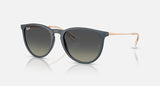 Ray-Ban Erika RB4171 681311 rubberblauw met grijze verloopglazen, schuin van voren