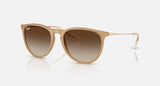Ray-Ban Erika RB4171 681413 rubberbeige met bruine verloopglazen, schuin van voren