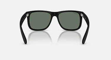Ray-Ban Justin RB4165 622/Y4 rubberzwart met zilvergespiegelde gepolariseerde glazen, achteraanzicht