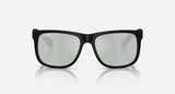 Ray-Ban Justin RB4165 622/Y4 rubberzwart met zilvergespiegelde gepolariseerde glazen, vooraanzicht