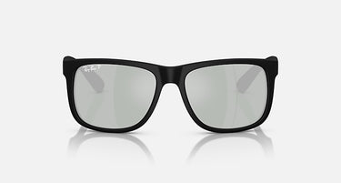 Ray-Ban Justin RB4165 622/Y4 rubberzwart met zilvergespiegelde gepolariseerde glazen, vooraanzicht
