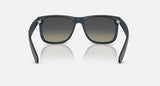 Ray-Ban Justin RB4165 681311 rubberblauw met grijze verloopglazen, achteraanzicht