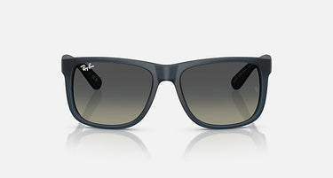 Ray-Ban Justin RB4165 681311 rubberblauw met grijze verloopglazen, vooraanzicht