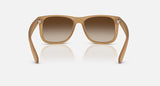 Ray-Ban Justin RB4165 681413 rubberbeige met bruine verloopglazen, achteraanzicht