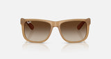 Ray-Ban Justin RB4165 681413 rubberbeige met bruine verloopglazen, vooraanzicht