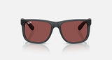 Ray-Ban Justin RB4165 687375 opaalgrijs met donkerpaarse glazen, vooraanzicht
