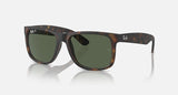 Ray-Ban Justin RB4165 865/9A havana met donkergroene gepolariseerde glazen, schuin van voren