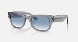 Ray-Ban Mega Wayfarer II RB0832S 68463F grijs met blauwe verloopglazen, schuin van voren