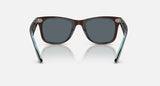 Ray-Ban Original Wayfarer RB2140 1446R5 bruin op transparant blauw, achteraanzicht