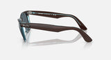 Ray-Ban Original Wayfarer RB2140 1446R5 bruin op transparant blauw, zijaanzicht