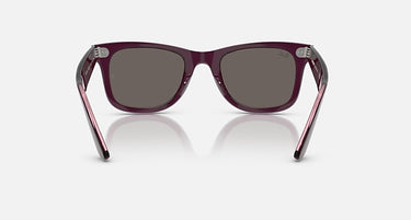 Ray-Ban Original Wayfarer RB2140 1447B1 violet op transparant roze, achteraanzicht
