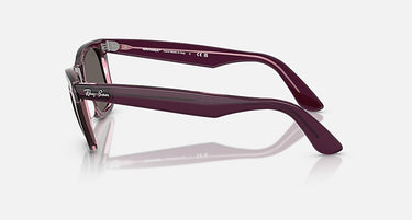 Ray-Ban Original Wayfarer RB2140 1447B1 violet op transparant roze, zijaanzicht