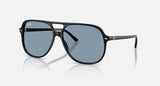 Ray-Ban Bill RB2198 901/56 zwart met blauwe glazen, schuin van voren