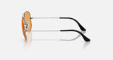Ray-Ban Aviator RB3025 004/33 staalgrijs met oranje glazen, zijaanzicht