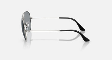 Ray-Ban Aviator RB3025 004/R5 staalgrijs met grijze glazen, zijaanzicht