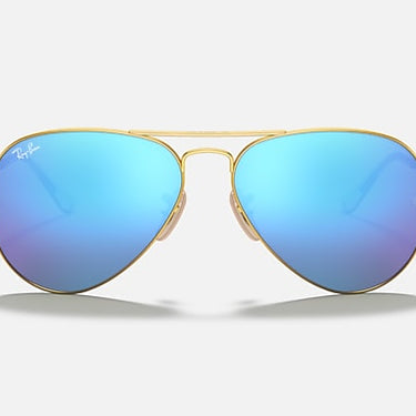 Ray-Ban Aviator RB3025 112/17 matgoud met blauwe spiegelglazen, vooraanzicht