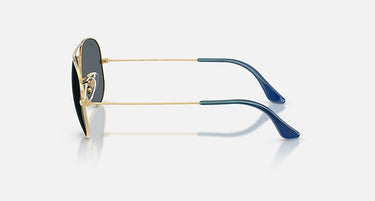 Ray-Ban Aviator RB3025 9278R5 goudkleurig met blauwe glazen, zijaanzicht