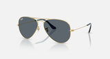 Ray-Ban Aviator RB3025 9278R5 goudkleurig met blauwe glazen, schuin van voren