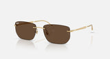 Ray-Ban RB3768 001/73 arista goud, donkerbruin – schuin vooraanzicht