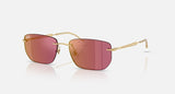Ray-Ban RB3768 001/D0 arista goud, donkerviolet met rode spiegel – schuin vooraanzicht