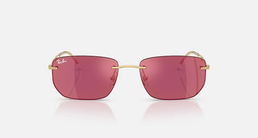 Ray-Ban RB3768 001/D0 arista goud, donkerviolet met rode spiegel – vooraanzicht