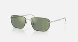 Ray-Ban RB3768 003/6R zilver, groen met groene spiegel – schuin vooraanzicht