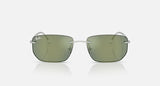 Ray-Ban RB3768 003/6R zilver, groen met groene spiegel – vooraanzicht