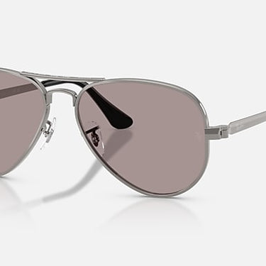 Ray-Ban Aviator Max Summer Capsule RB3925 004/53 staalgrijs, glazen in violet – schuin vooraanzicht