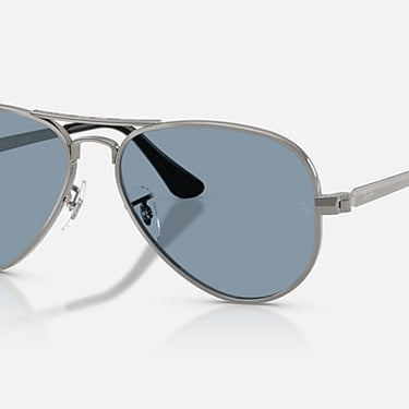 Ray-Ban Aviator Max Summer Capsule RB3925 004/56 staalgrijs, glazen in blauw – schuin vooraanzicht