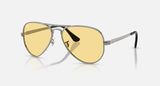 Ray-Ban Aviator Max Summer Capsule RB3925 004/R6 staalgrijs, glazen in geel – schuin vooraanzicht
