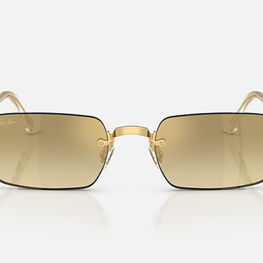 Ray-Ban RB3928 by A$AP Rocky 001/7I arista goud, glazen in bruin met kleurverloop en spiegelafwerking – vooraanzicht