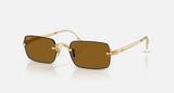 Ray-Ban RB3928 by A$AP Rocky 001/83 arista goud, glazen in donkerbruin gepolariseerd – schuin vooraanzicht