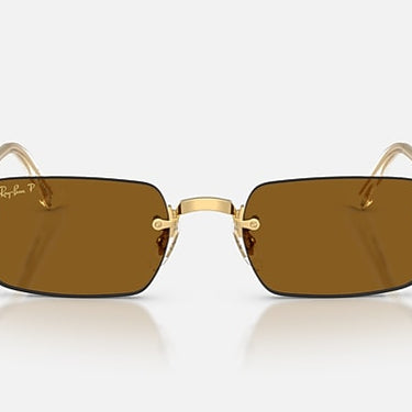 Ray-Ban RB3928 by A$AP Rocky 001/83 arista goud, glazen in donkerbruin gepolariseerd – vooraanzicht