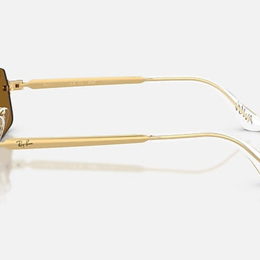 Ray-Ban RB3928 by A$AP Rocky 001/83 arista goud, glazen in donkerbruin gepolariseerd – zijaanzicht