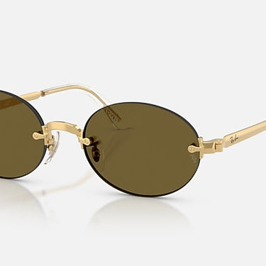 Ray-Ban RB3929 by A$AP Rocky 001/73 arista goud, glazen in donkerbruin – schuin vooraanzicht