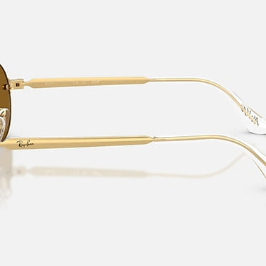 Ray-Ban RB3929 by A$AP Rocky 001/83 arista goud, glazen in donkerbruin gepolariseerd – zijaanzicht
