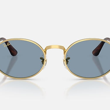 Ray-Ban RB3931 by A$AP Rocky 001/56 arista goud, glazen in blauw – vooraanzicht