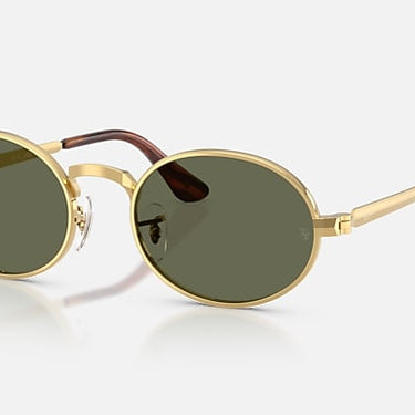 Ray-Ban RB3931 by A$AP Rocky 001/58 arista goud, glazen in groen gepolariseerd – schuin vooraanzicht